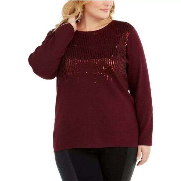 INC International Concepts Crewneck Sequin Sweater - Picture 1 of 4